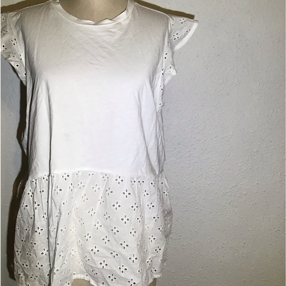Ann Taylor white short sleeve blouse size XL
